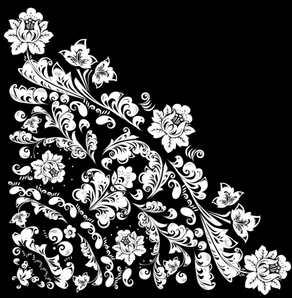 Weißer Quadrant mit fünf Blüten — Stockvektor