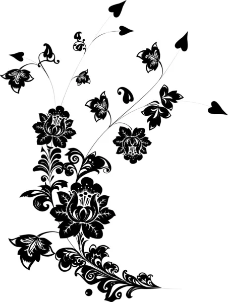 黑色白花卷曲 — 图库矢量图片