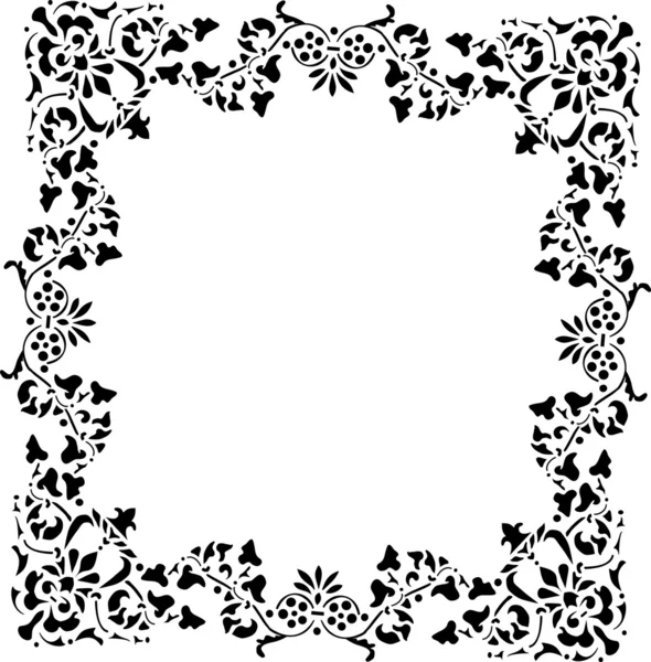 Cadre feuille noire sur blanc — Image vectorielle