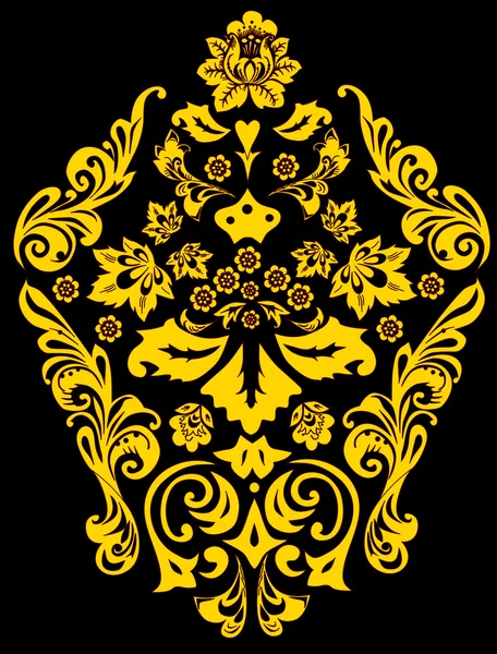 Golden traditional flower decoration — Stock Vector