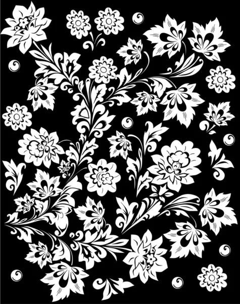 Fleurs blanches et feuillage — Image vectorielle