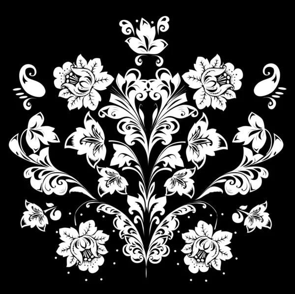 Dessin symétrique blanc du feuillage — Image vectorielle