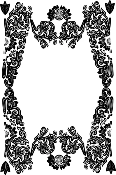 Black patterned frame on white — Stock Vector