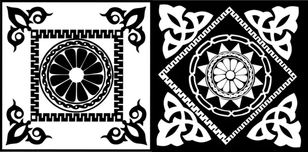 Два черно-белых квадратный декор — стоковый вектор