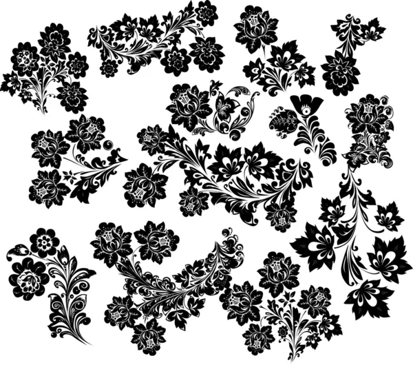 Çiçekli dallar koleksiyonu — Stok Vektör