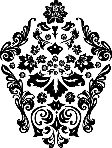 Disegno simmetrico nero con fiore — Vettoriale Stock