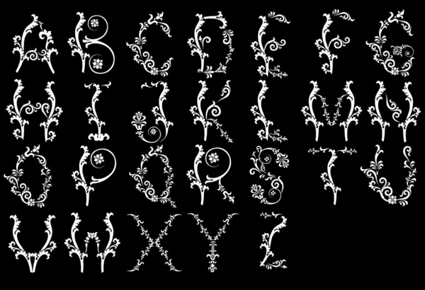 White floral alphabet — Stock Vector