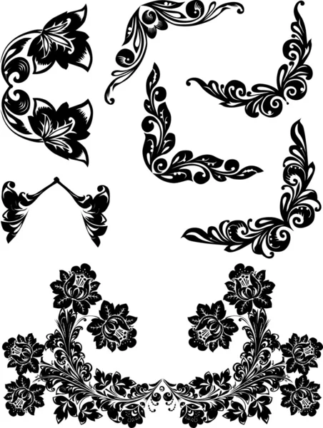 Conjunto de elementos ornamentales simétricos — Archivo Imágenes Vectoriales