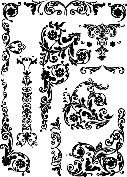 Set of curled ornament elements — Stock Vector