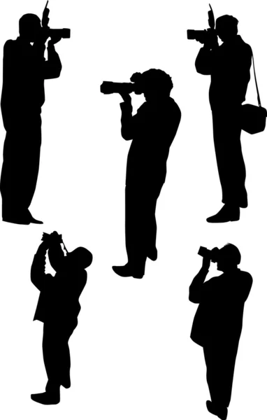 Cinq silhouettes de photographe — Image vectorielle