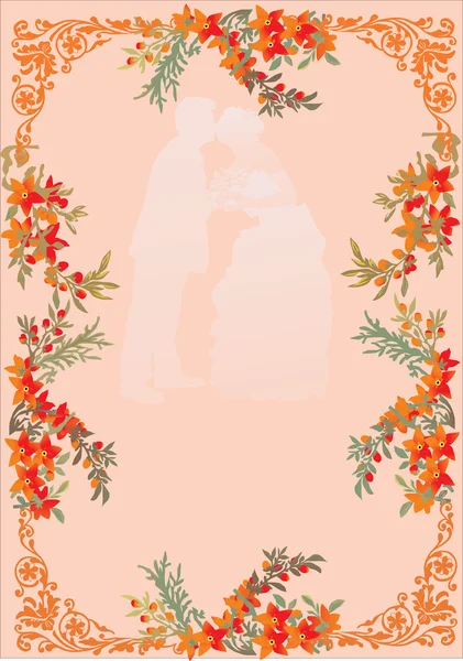Pareja de boda en marco — Archivo Imágenes Vectoriales