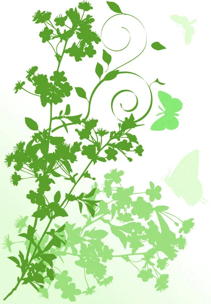 垂直の緑の桜の木の花イラスト — ストックベクタ