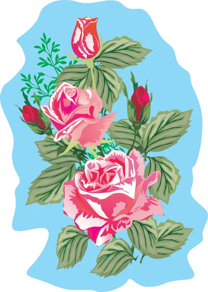 Cinco rosa rosa ilustración — Archivo Imágenes Vectoriales
