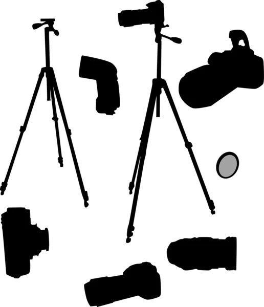 Photographic set silhouette — Stock Vector