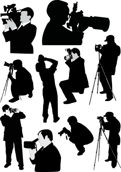 On fotoğrafçı silhouettes — Stok Vektör