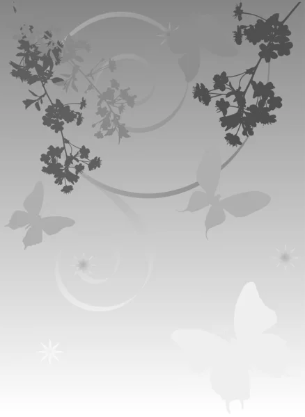 Illustrazione grigia con fiori di ciliegio — Vettoriale Stock