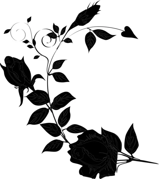 Rose silhouet curl — Stockvector