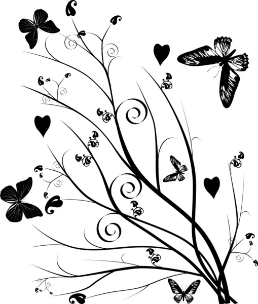 Illustrazione primaverile con farfalle — Vettoriale Stock