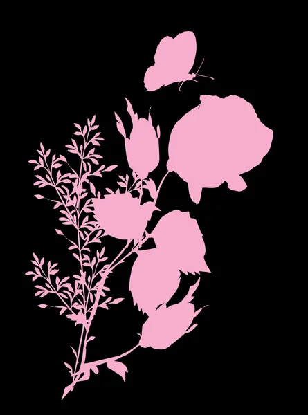 Fluture roz pe buchet — Vector de stoc