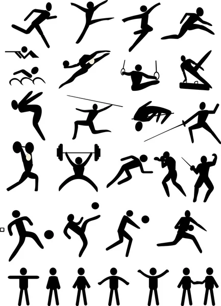 Iconos del deporte negro — Vector de stock