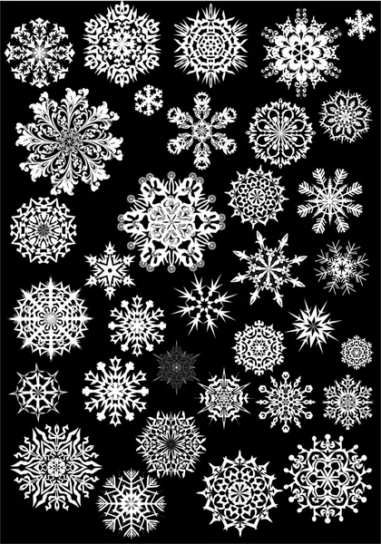 三十四个白色的雪花 — 图库矢量图片