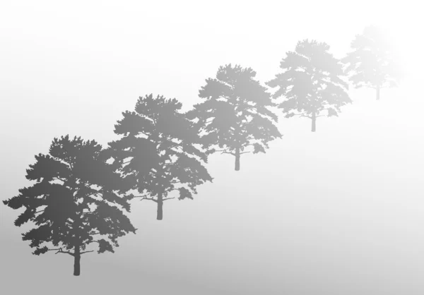 Bäume im Nebel — Stockvektor