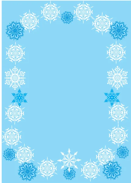 Mavi ve beyaz kar tanesi çerçeve — Stok Vektör