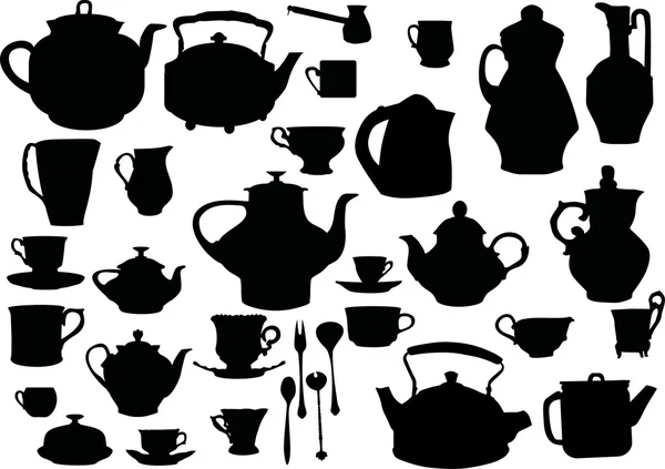 茶和咖啡餐具套装 — 图库矢量图片
