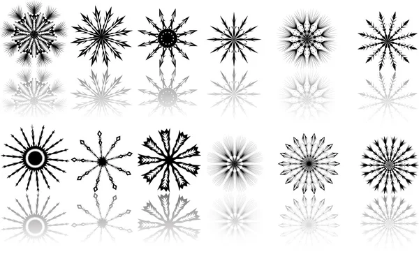 Reflejo de doce copos de nieve — Archivo Imágenes Vectoriales