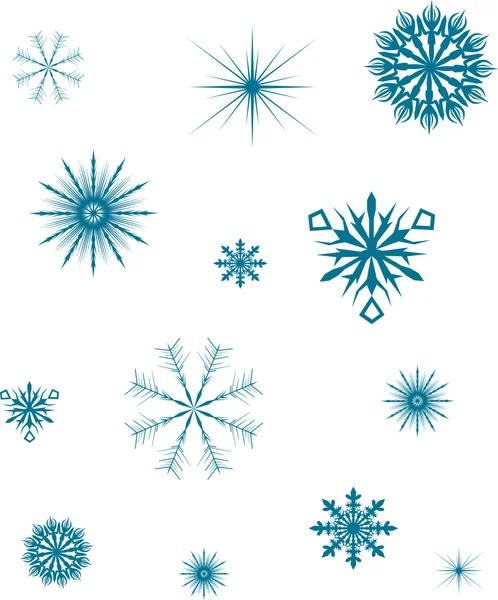 Blaue Schneeflockensilhouetten — Stockvektor