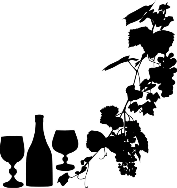 Vino, uvas y copa — Archivo Imágenes Vectoriales