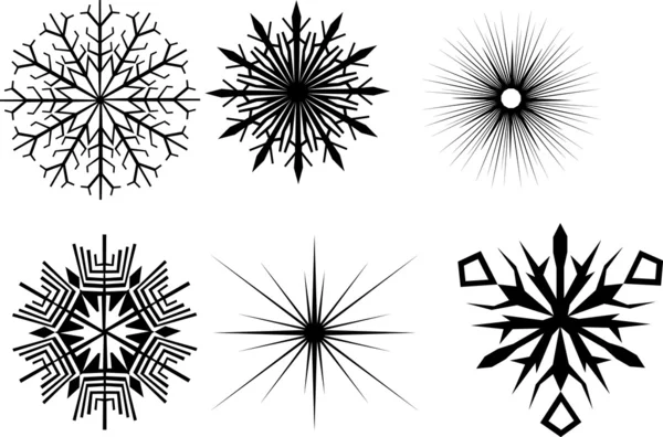 Six isolated snowflakes — Stock Vector