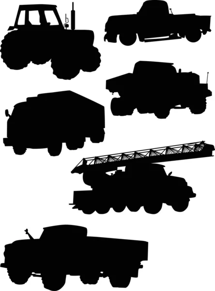 Heavy machinery silhouettes — Stock Vector