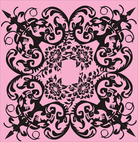 Schwarze quadratische Abbildung auf rosa — Stockvektor