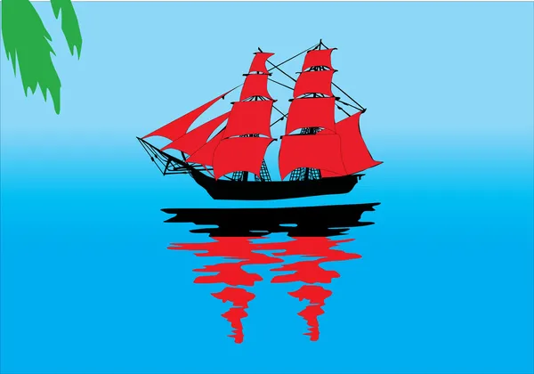 Red sails — Stock Vector