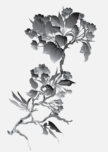 Cherry blossom in grey Vector Graphics