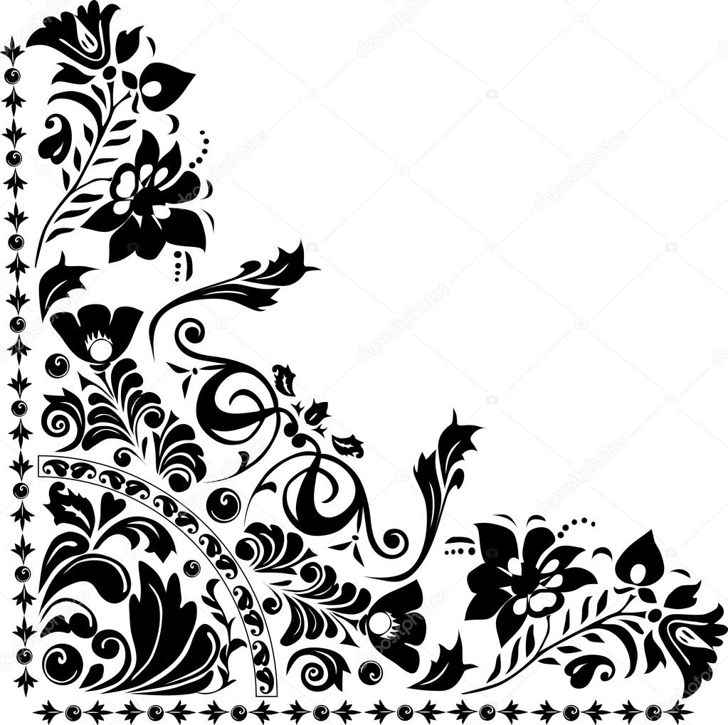 Download Corner flower design | Silhouette of corner flower design ...