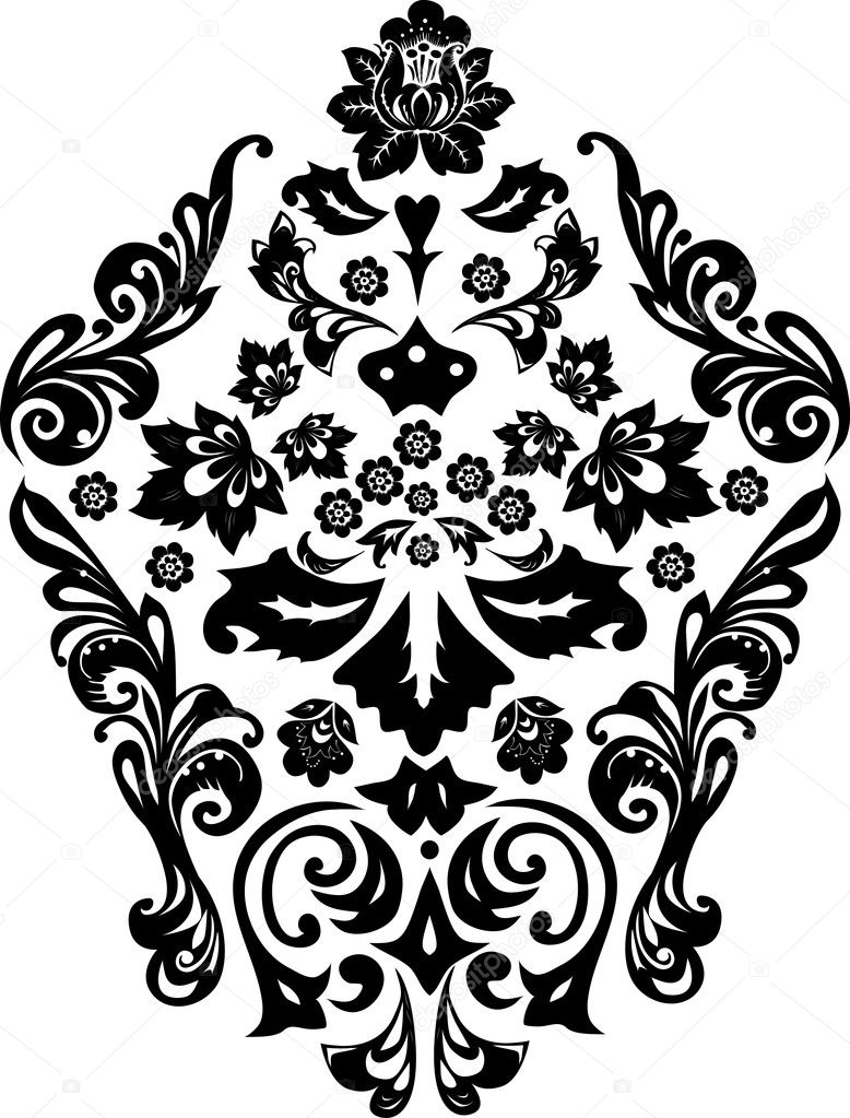 Black symmetric design with flower — Stock Vector © Dr.PAS #6261512