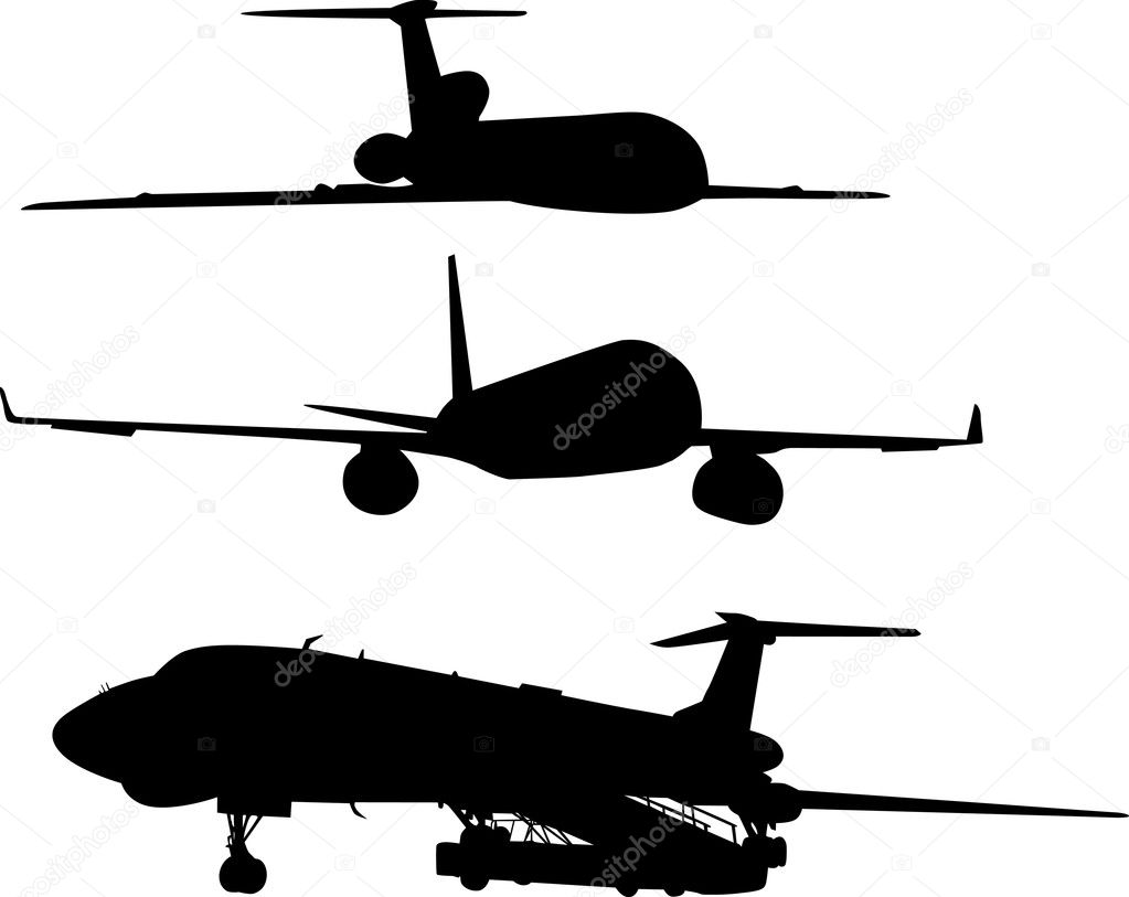 three airplane silhouettes