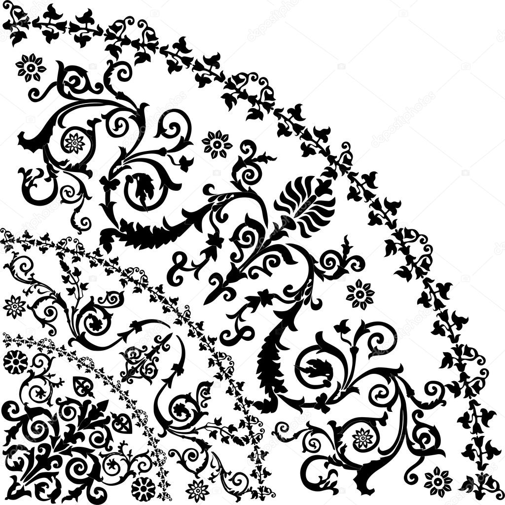 black curled quadrant design