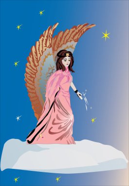 angel in sky with stars clipart