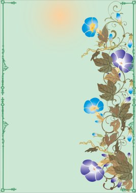 frame with blue convolvulus clipart