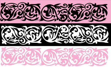 three color gorizontal ornamental strip clipart