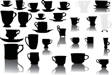 set of cups with reflections clipart