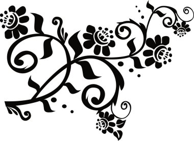 conventionalized black floral branch clipart