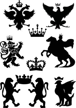 isolated heraldic symbols collection clipart