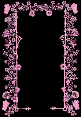 pink frame with butterflies clipart