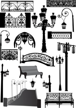 bridge and other architectural elements clipart