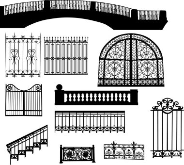 set of isolated fences clipart