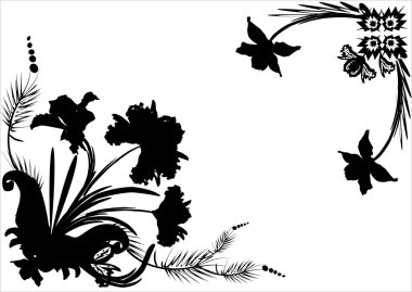 black orchid frame on white clipart